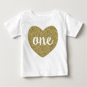 Birthday Girl One Gold Faux Glitter Shirt