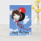 Birthday Girl op ballon Kaart (Gele Bloem)