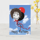 Birthday Girl op Party Balloon Kaart (Gele Bloem)