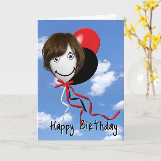 Birthday Girl op Party Balloon Kaart (Gele Bloem)