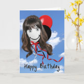 Birthday Girl op Party Balloon Kaart (Gele Bloem)