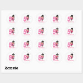 Birthday GIRL ParrotParty Pirate 5th Name Ronde Sticker (Vel)