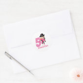 Birthday GIRL ParrotParty Pirate 5th Name Ronde Sticker (Envelop)
