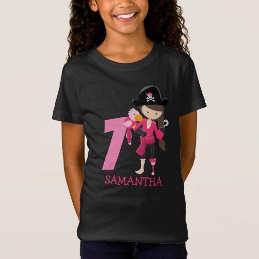 Birthday GIRL ParrotParty Pirate 7th Name T-Shirt (Voorkant)