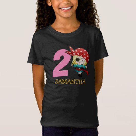Birthday GIRL Party Pirate 2nd Name T-Shirt (Voorkant)