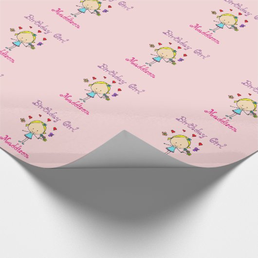 Birthday Girl Personalized Cadeaupapier (Hoek)
