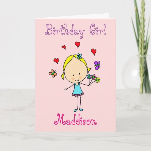 Birthday Girl Personalized Kaart (Voorkant)
