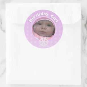 Birthday Girl Photo Winter Onederland Ronde Sticker