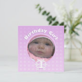 Birthday Girl Photo Winter Onederland Uitnodiging (Staand voorkant)