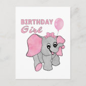 Birthday Girl Pink Baby Elephant Briefkaart (Voorkant)