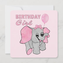 Birthday Girl Pink Baby Elephant
