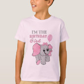 Birthday Girl Pink Baby Elephant T-shirt (Voorkant)