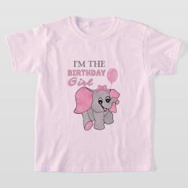 Birthday Girl Pink Baby Elephant T-shirt