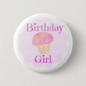 Birthday Girl Pink Cupcake Ronde Button 5,7 Cm (Voorkant)