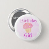 Birthday Girl Pink Cupcake Ronde Button 5,7 Cm (Voorkant /achterkant)