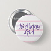 Birthday Girl Pink en Paarse Button (Voorkant /achterkant)