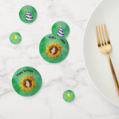 Birthday Girl Pretty Face in Sunflower Hats Green Confetti (Groep)