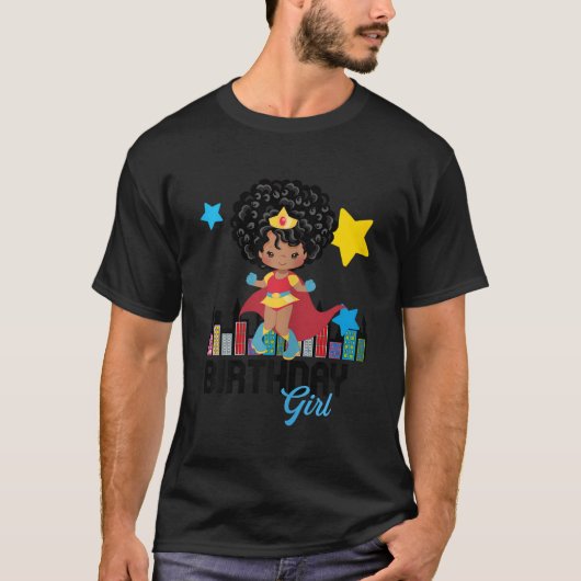 Birthday Girl Princess African Superheld T-shirt (Voorkant)
