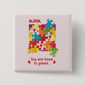 Birthday Girl Puzzle Love to Piecces Vierkante Button 5,1 Cm (Voorkant)