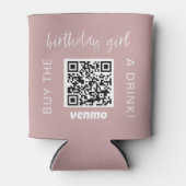 Birthday Girl QR-code koopt een Drink met Venmo Gi Blikjeskoeler (Voorkant)
