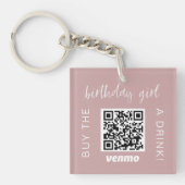Birthday Girl QR-code koopt een Drink met Venmo Gi Sleutelhanger (voorkant)