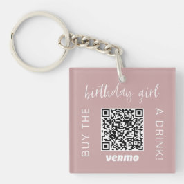 Birthday Girl QR-code koopt een Drink met Venmo Gi Sleutelhanger