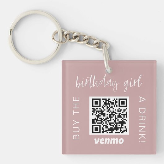 Birthday Girl QR-code koopt een Drink met Venmo Gi Sleutelhanger (voorkant)