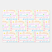 Birthday Girl Rainbow Schattige Voeg een naam toe  Inpakpapier Vel (Voorkant)