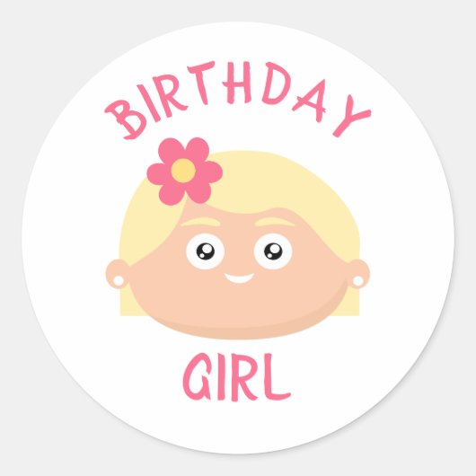 Birthday Girl Ronde Sticker (Voorkant)