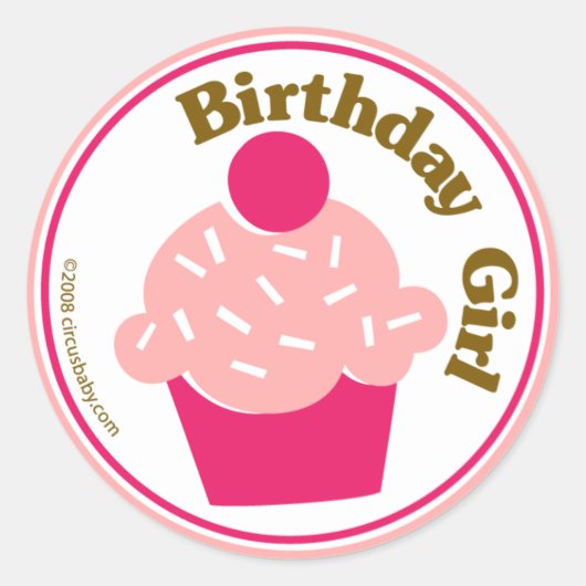 Birthday Girl Ronde Sticker (Voorkant)
