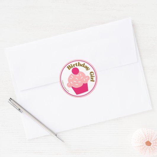 Birthday Girl Ronde Sticker (Envelop)