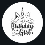Birthday girl ronde sticker<br><div class="desc">Grab this cool Birthday girl product as a gift</div>