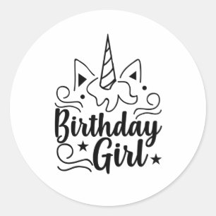 Birthday girl ronde sticker