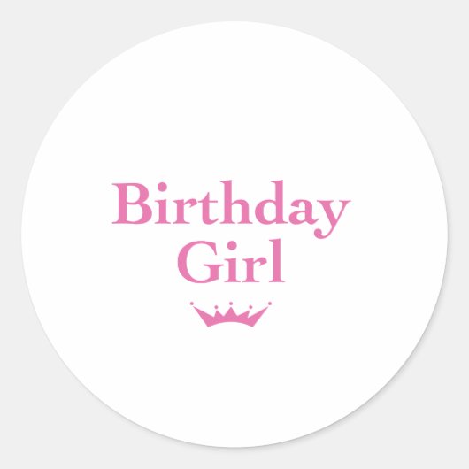 Birthday Girl Ronde Sticker (Voorkant)