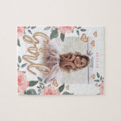 Birthday Girl Roos Gold ballonbrieven & Floral Legpuzzel (Horizontaal)