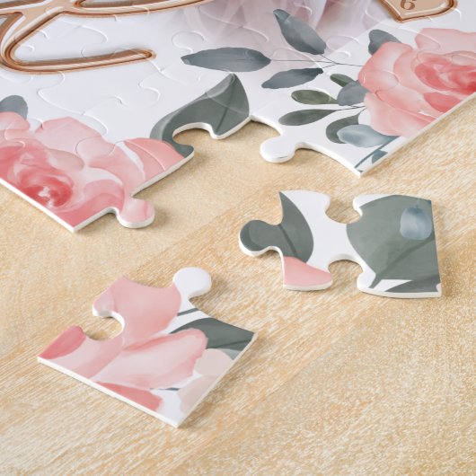 Birthday Girl Roos Gold ballonbrieven & Floral Legpuzzel (Zijkant)