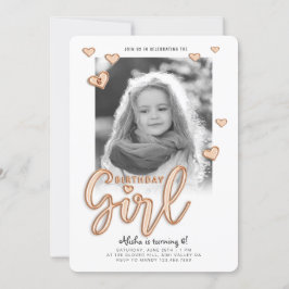 Birthday Girl Roos Gold Foil ballon Foto Kaart