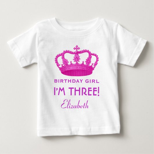 Birthday Girl Royal Princess Crown 3 jaar oud V02 (Voorkant)