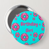 Birthday girl Roze crème donuts Ronde Button 4,0 Cm (Voorkant /achterkant)