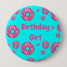 Birthday girl Roze crème donuts Ronde Button 4,0 Cm