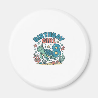Birthday Girl Sea Turtle 8th Birthday Shirt Design Magneet