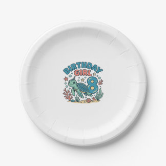 Birthday Girl Sea Turtle 8th Birthday Shirt Design Papieren Bordje
