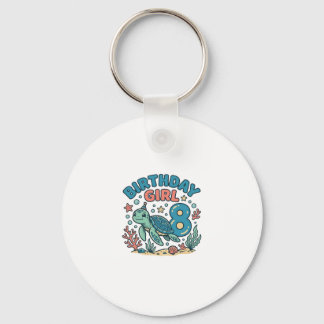 Birthday Girl Sea Turtle 8th Birthday Shirt Design Sleutelhanger