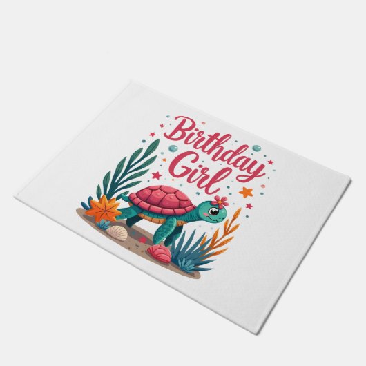 Birthday Girl Sea Turtle Theme Birthday Party Ocea Deurmat (Schuin)