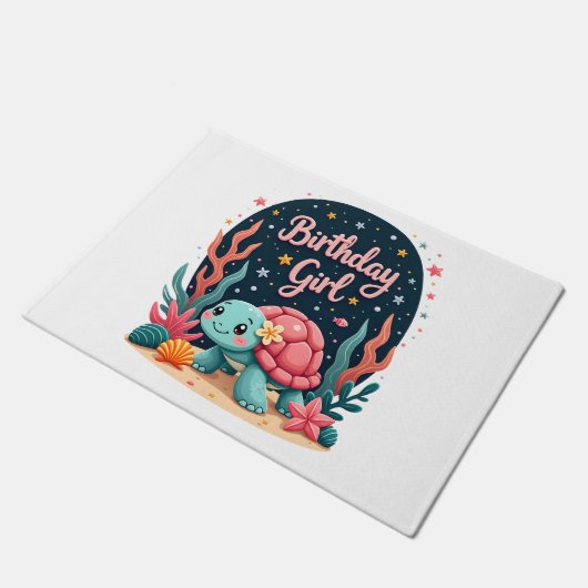 Birthday Girl Sea Turtle Theme Birthday Party Ocea Deurmat (Schuin)