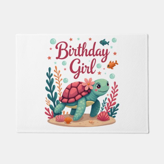 Birthday Girl Sea Turtle Theme Birthday Party Ocea Deurmat (Voorkant)