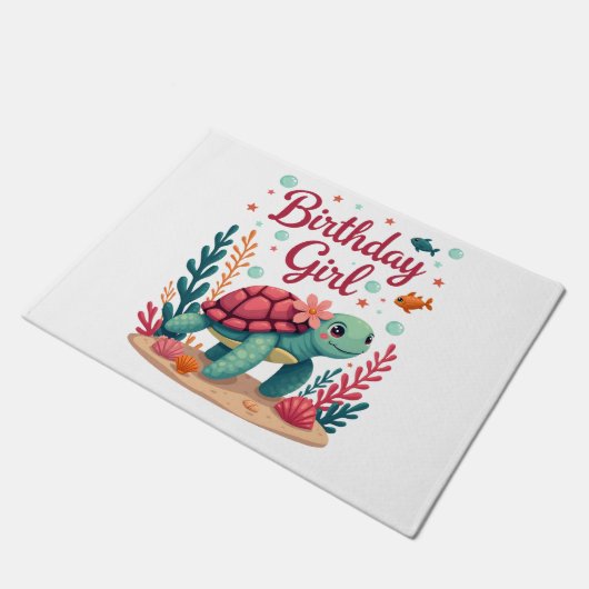 Birthday Girl Sea Turtle Theme Birthday Party Ocea Deurmat (Schuin)