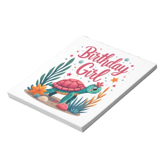 Birthday Girl Sea Turtle Theme Birthday Party Ocea Notitieblok (Linkerzijde)