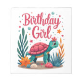 Birthday Girl Sea Turtle Theme Birthday Party Ocea Notitieblok (Voorkant)
