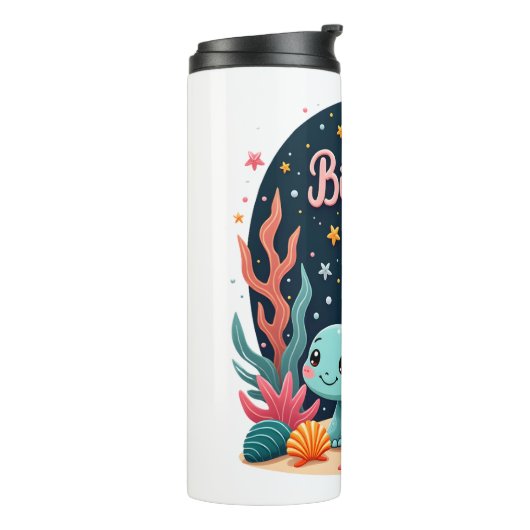 Birthday Girl Sea Turtle Theme Birthday Party Ocea Thermosbeker (Gedraaid links)